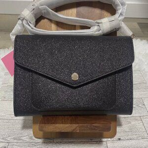 Kate Spade Glitter Tinsel Black Flap Crossbody K9336 NWT